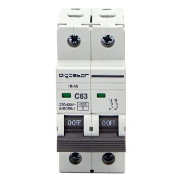 Aigostar - Двуполюсен автоматичен прекъсвач 2P-63A-C 230-400V
