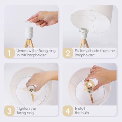 Aigostar - Дървена настолна лампа 1xE27/60W/230V, от бор