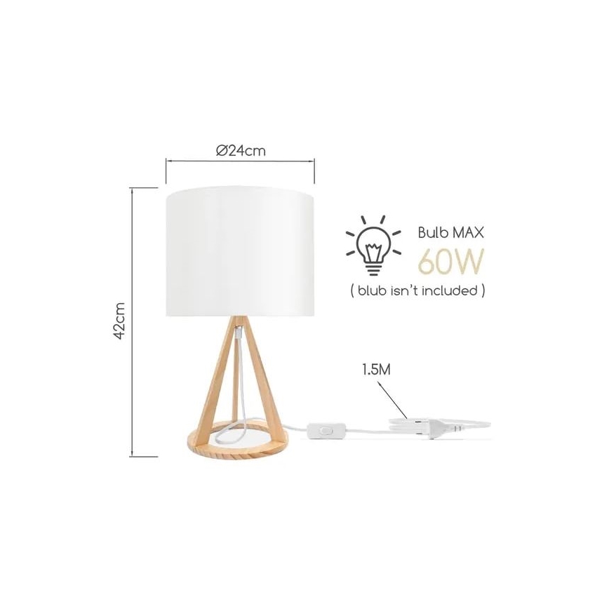 Aigostar - Дървена настолна лампа от борова дървесина 1xE27/60W/230V
