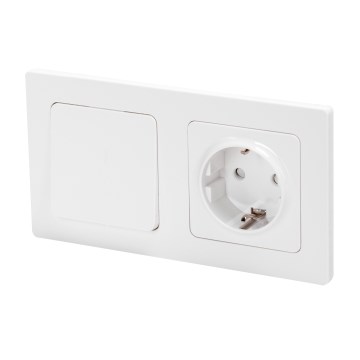 Aigostar - Единичен ключ № 1 и SCHUKO розетка 250V с бяла рамка