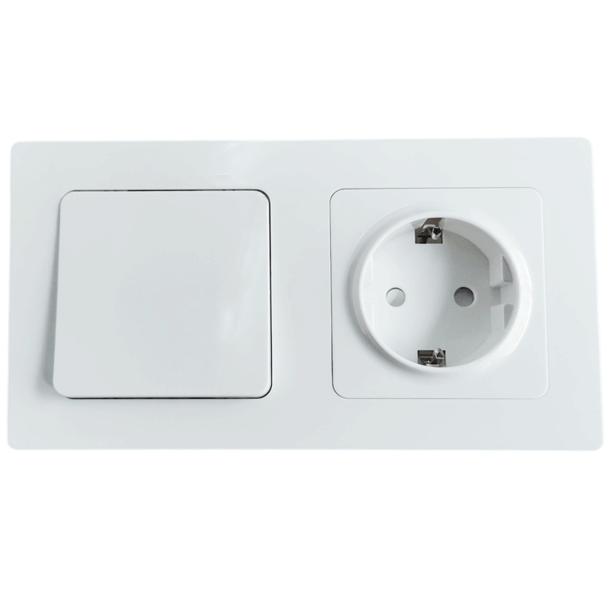Aigostar - Единичен ключ № 1 и SCHUKO розетка 250V с бяла рамка