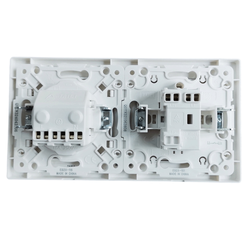 Aigostar - Единичен ключ № 1 и SCHUKO розетка 250V с бяла рамка