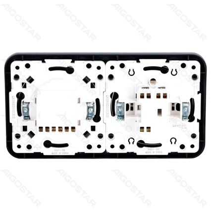 Aigostar - Единичен ключ № 5 и SCHUKO контакт 230V с рамка, черен