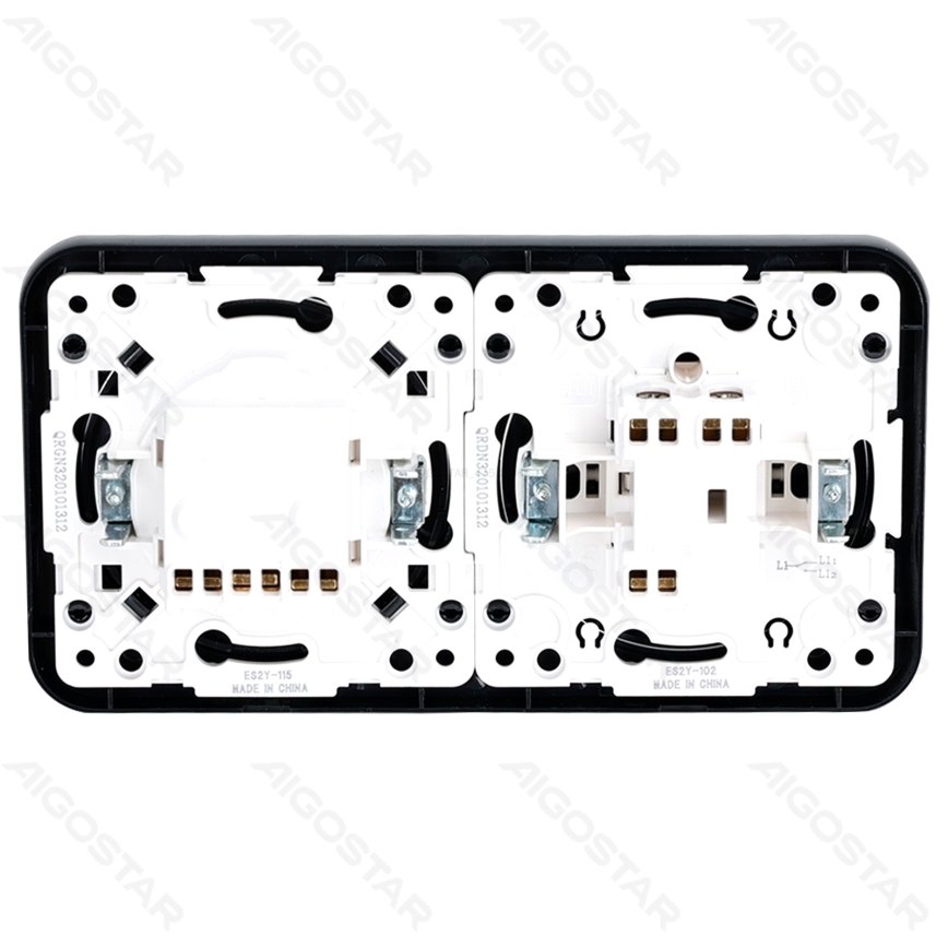 Aigostar - Единичен ключ № 5 и SCHUKO контакт 230V с рамка, черен