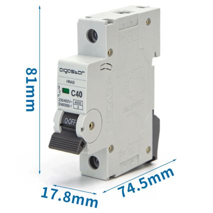 Aigostar - Еднофазен автоматичен прекъсвач 1P-40A-C 230-400V