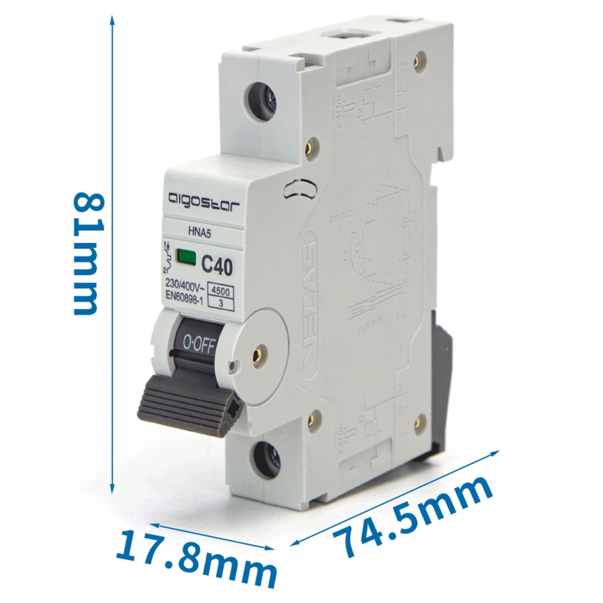 Aigostar - Еднофазен автоматичен прекъсвач 1P-40A-C 230-400V