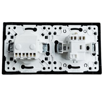 Aigostar - Еднополюсен ключ №1 и SCHUKO розетка 230 V с черна рамка