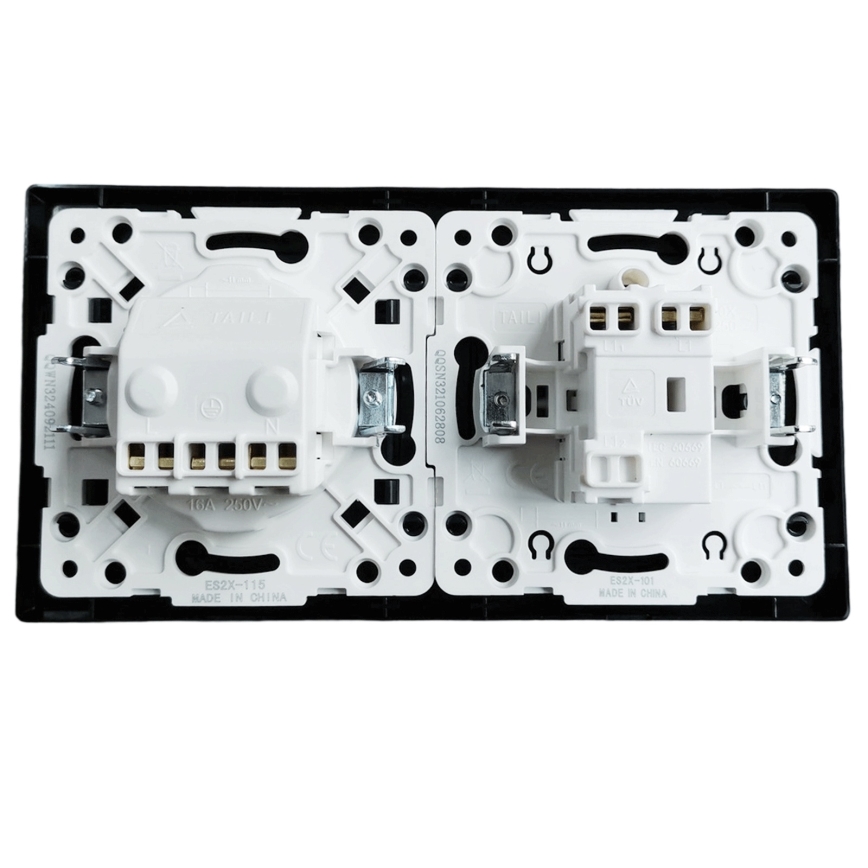 Aigostar - Еднополюсен ключ №1 и SCHUKO розетка 230 V с черна рамка
