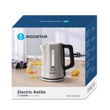 Aigostar - Електрическа кана 1,7 л 2200W/230V матов хром
