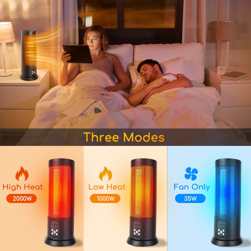 Aigostar - Електрически нагревател 1500W/230V + дистанционно управление