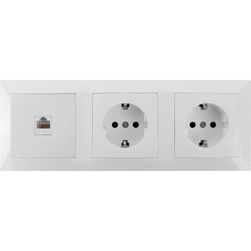 Aigostar - Ethernet розетка и 2x SCHUKO розетки с бяла рамка
