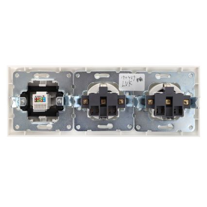 Aigostar - Ethernet розетка и 2x SCHUKO розетки с бяла рамка