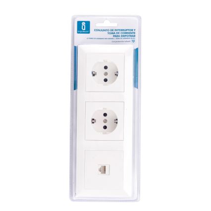 Aigostar - Ethernet розетка и 2x SCHUKO розетки с бяла рамка