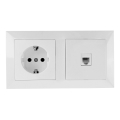 Aigostar - Ethernet розетка и SCHUKO розетка с бяла рамка
