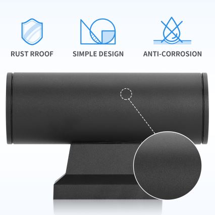 Aigostar - Екстериорен аплик 2xGU10/230V черен IP65 кръгъл