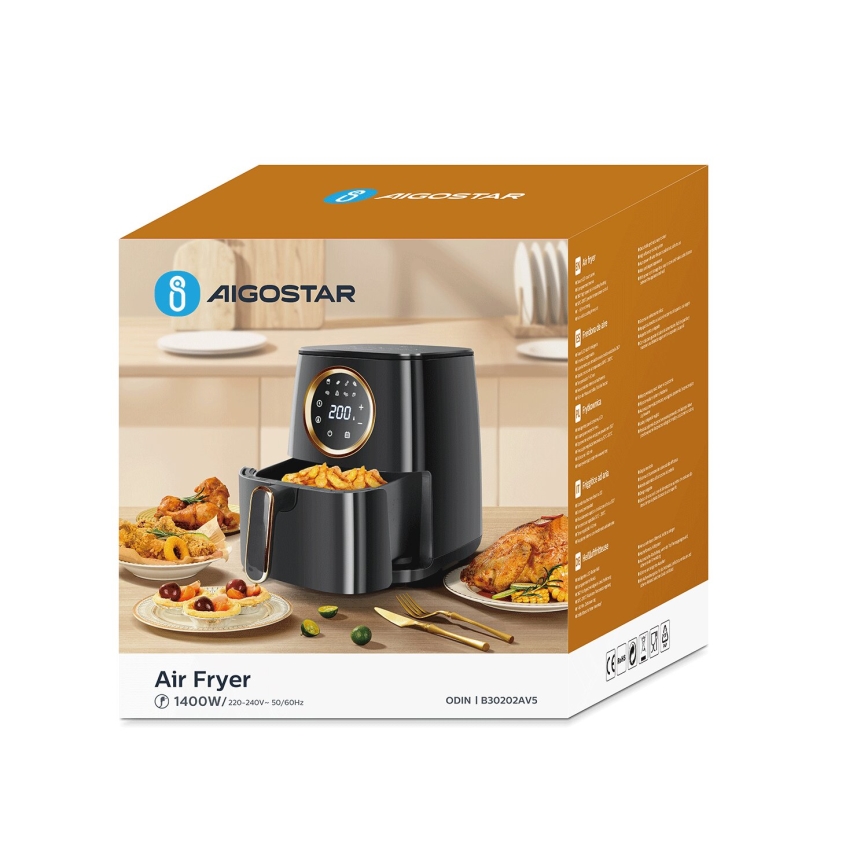 Aigostar - Фритюрник с горещ въздух 1400W/230V 4,2л черен
