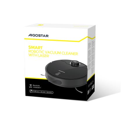 Aigostar - Интелигентна прахосмукачка робот 2в1 12W/230V 3300mAh Wi-Fi черен
