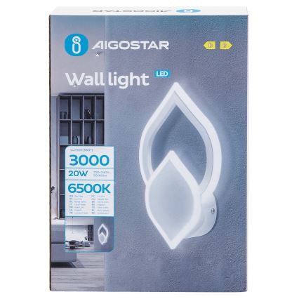 Aigostar - LED аплик LED/20W/230V 6500K бял