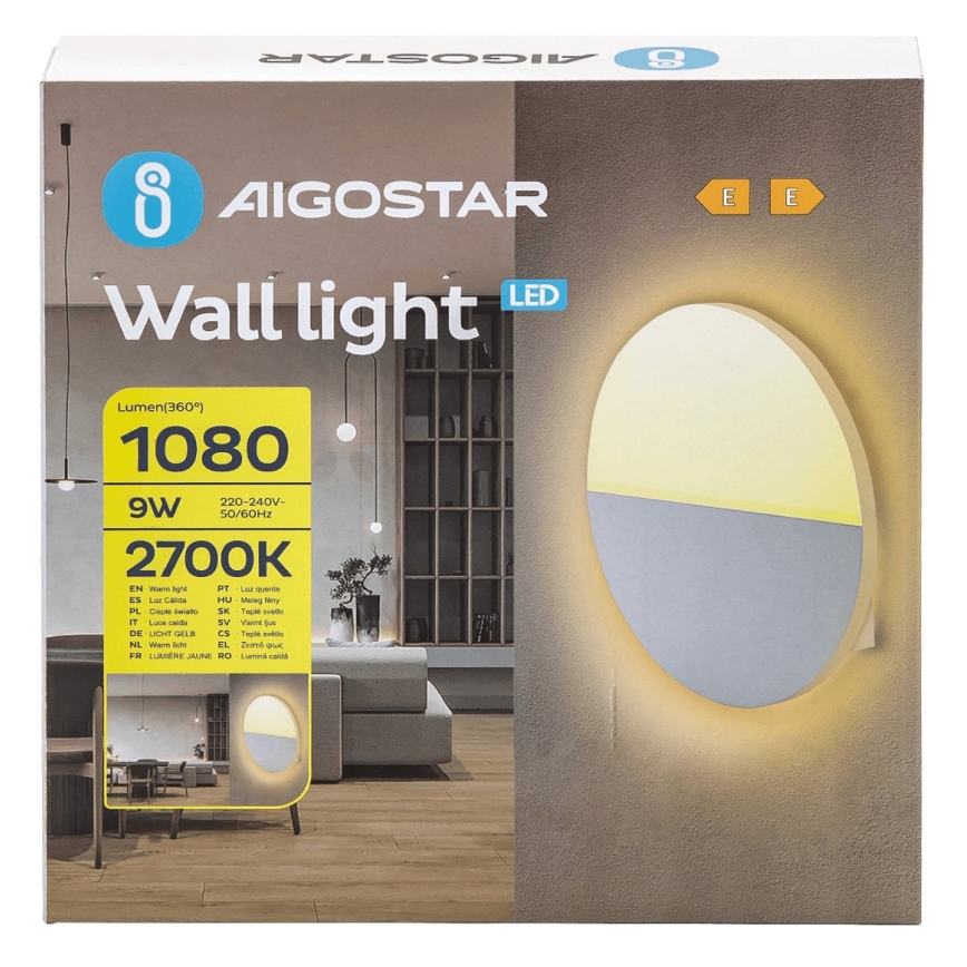 Aigostar - LED аплик LED/9W/230V 2700K бял