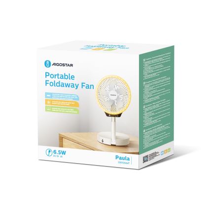 Aigostar - LED Безжичен сгъваем вентилатор с USB порт 6,5W/5V