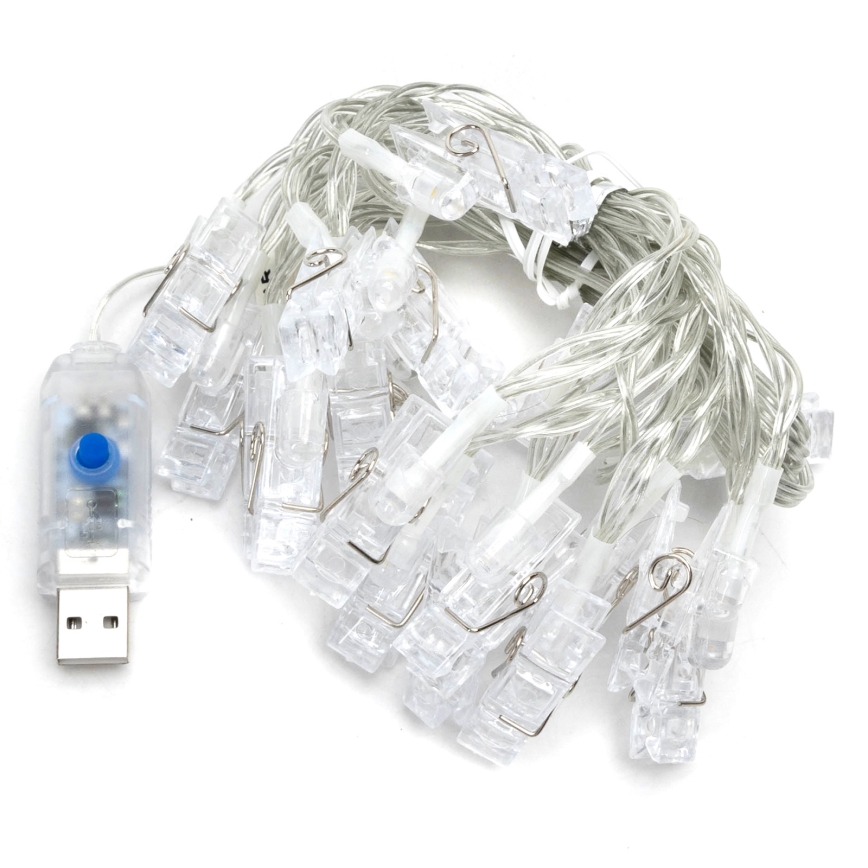Aigostar - LED декоративна гирлянда 20xLED/5W/USB 6 m топла бяла