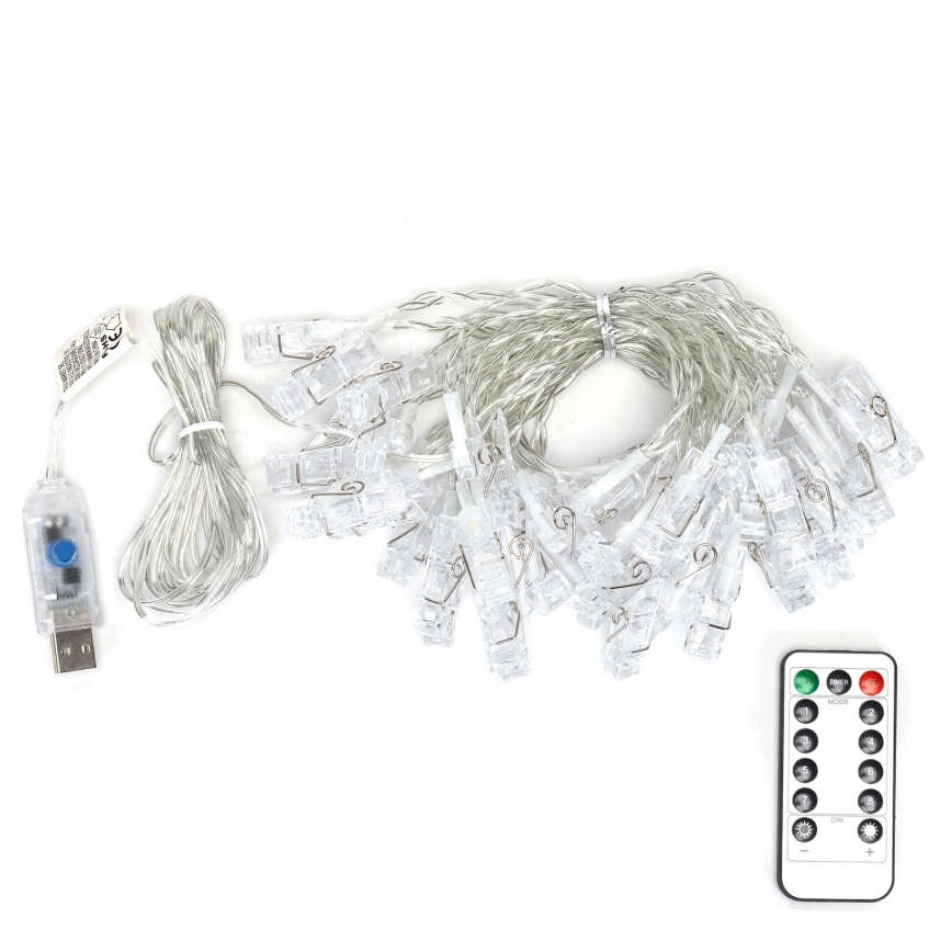 Aigostar - LED декоративна гирлянда 40xLED/5W/USB 9 м топла бяла