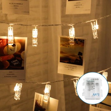 Aigostar - LED декоративна верига с щипки 20xLED/3xAA 3,3м топло бяло