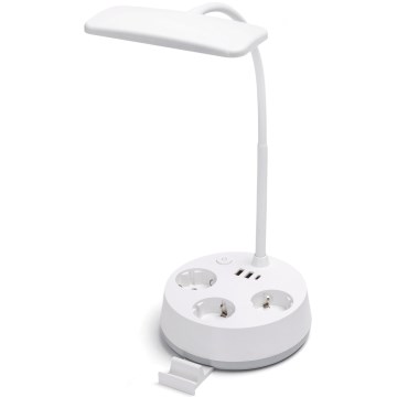 Aigostar - LED Димираща настолна лампа с контакт и USB LED/4,6W/230V 3000/4000/6500K бяла