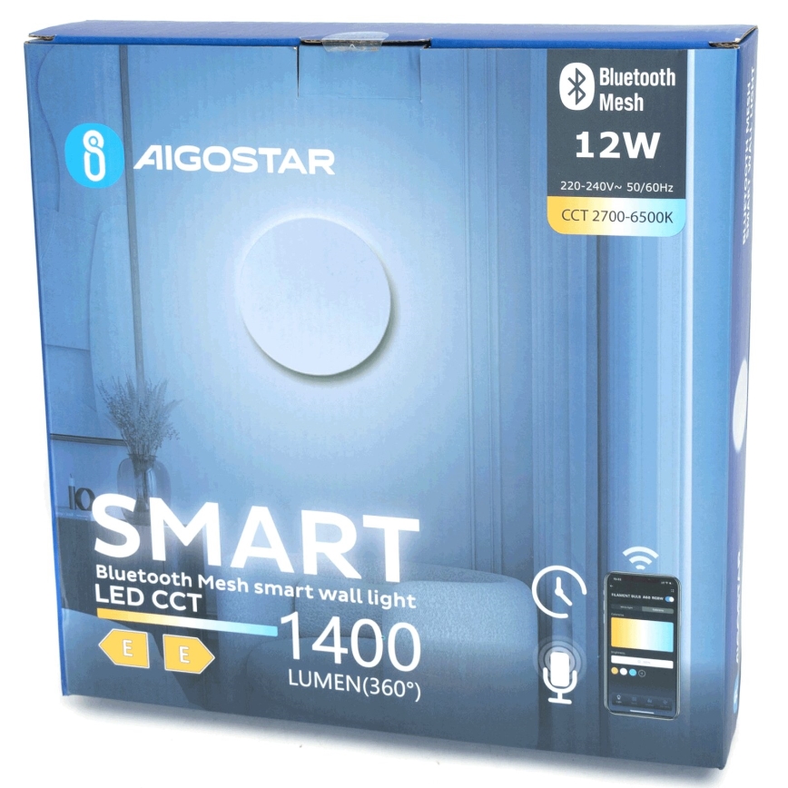 Aigostar - LED Димируем аплик MESH Smart LED/12W/230V 2700-6500K бял