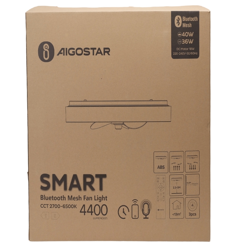 Aigostar - LED Димируем плафон с вентилатор MESH LED/40W/230V 2700-6500K черен + дистанционно управление
