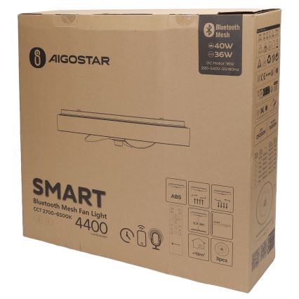 Aigostar - LED Димируем плафон с вентилатор MESH LED/40W/230V 2700-6500K черен + дистанционно управление