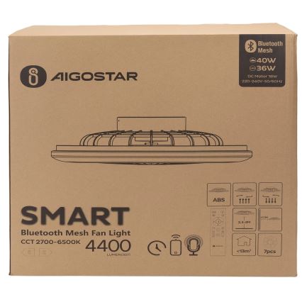 Aigostar - LED Димируем плафон с вентилатор MESH LED/40W/230V 2700-6500K бял + дистанционно управление