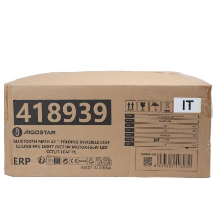 Aigostar - LED Димируем плафон с вентилатор MESH LED/50W/230V 2700-6500K бял + дистанционно управление