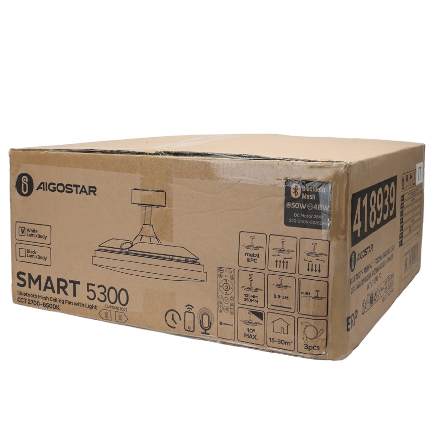 Aigostar - LED Димируем плафон с вентилатор MESH LED/50W/230V 2700-6500K бял + дистанционно управление