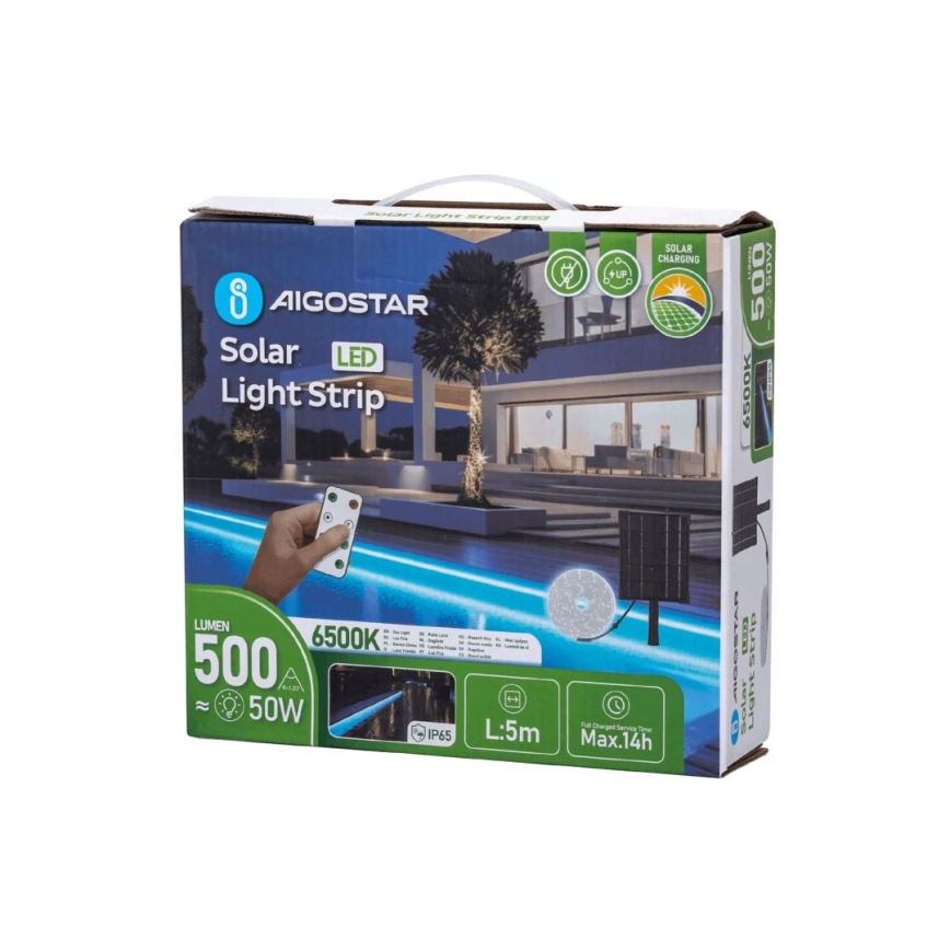 Aigostar - LED Димируем соларен лента LED/5W/3,2V 5 м 6500K IP65 + дистанционно управление