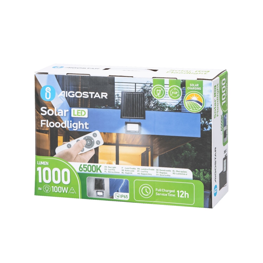 Aigostar - LED Димируем соларен прожектор LED/100W/3,4V IP65 10000 mAh + дистанционно управление