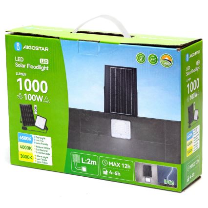 Aigostar - LED Димируем соларен прожектор LED/100W/3,4V 3000/4000/6500K IP66 + дистанционно управление