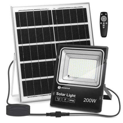 Aigostar - LED Димируем соларен прожектор LED/200W/3,2V IP66 + дистанционно управление