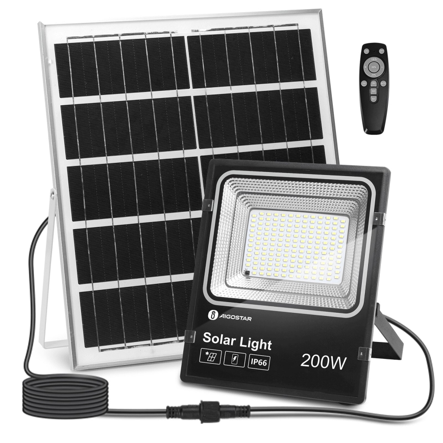 Aigostar - LED Димируем соларен прожектор LED/200W/3,2V IP66 + дистанционно управление