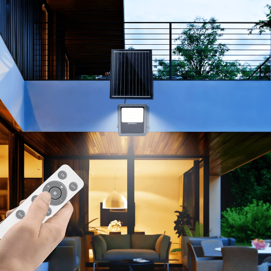 Aigostar - LED Димируем соларен прожектор LED/200W/3,4V IP65 + дистанционно управление