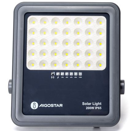 Aigostar - LED Димируем соларен прожектор LED/200W/3,4V IP65 + дистанционно управление