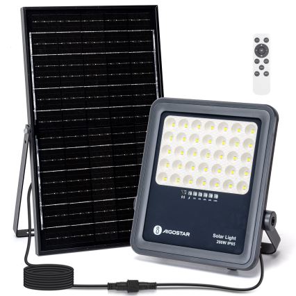 Aigostar - LED Димируем соларен прожектор LED/200W/3,4V IP65 + дистанционно управление