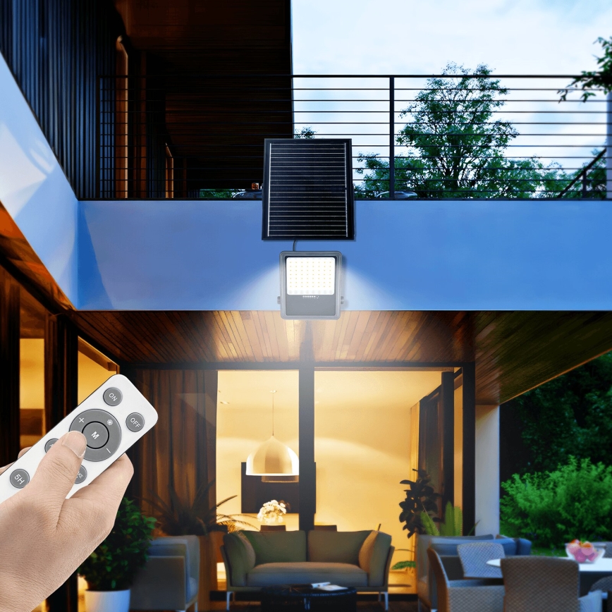 Aigostar - LED Димируем соларен прожектор LED/300W/3,4V IP65 + дистанционно управление