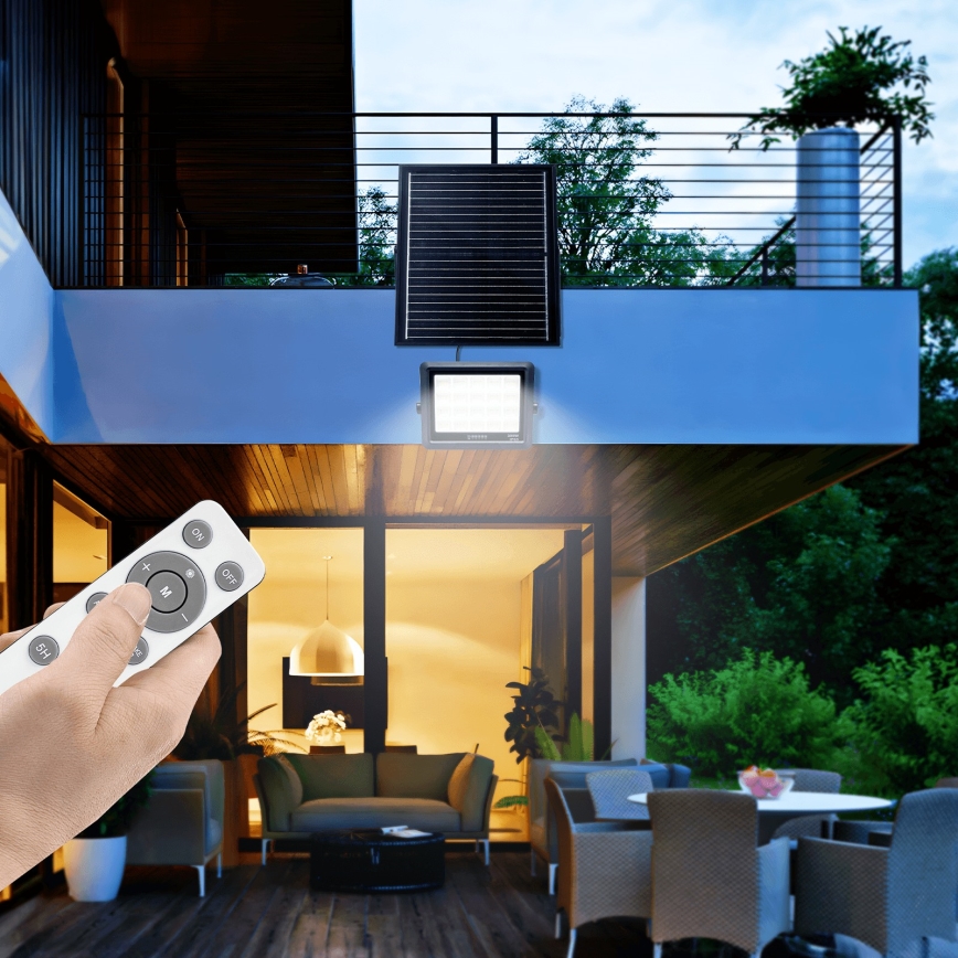 Aigostar - LED Димируем соларен прожектор LED/300W/3,4V IP65 + дистанционно управление