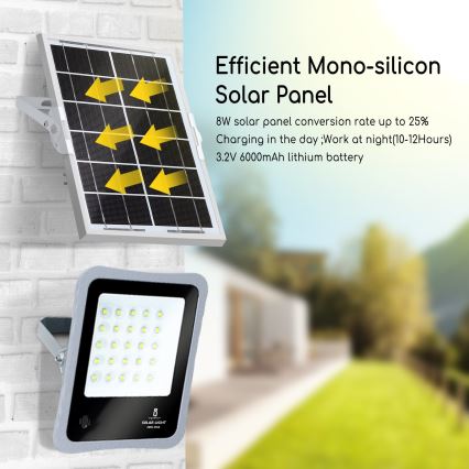 Aigostar - LED Димируем соларен прожектор LED/50W/3,2V IP65 6000 mAh + д.у.