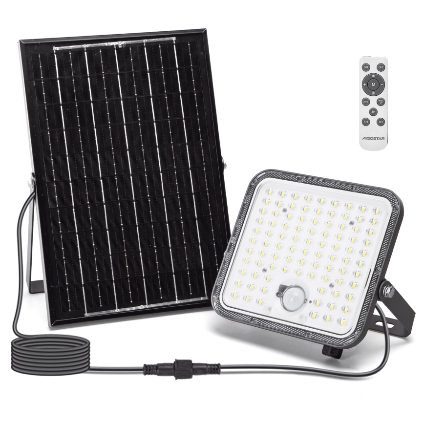 Aigostar - LED Димируем соларен прожектор със сензор LED/120W/3,4V 6500K IP66 + дистанционно управление