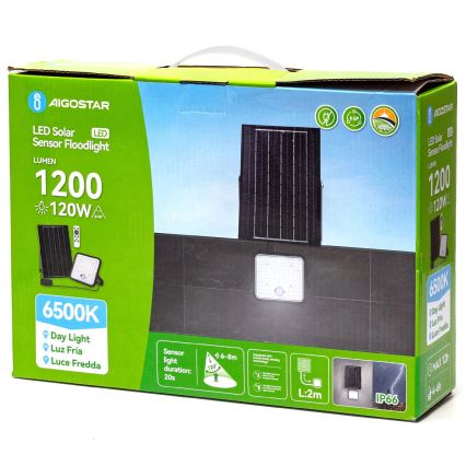 Aigostar - LED Димируем соларен прожектор със сензор LED/120W/3,4V 6500K IP66 + дистанционно управление