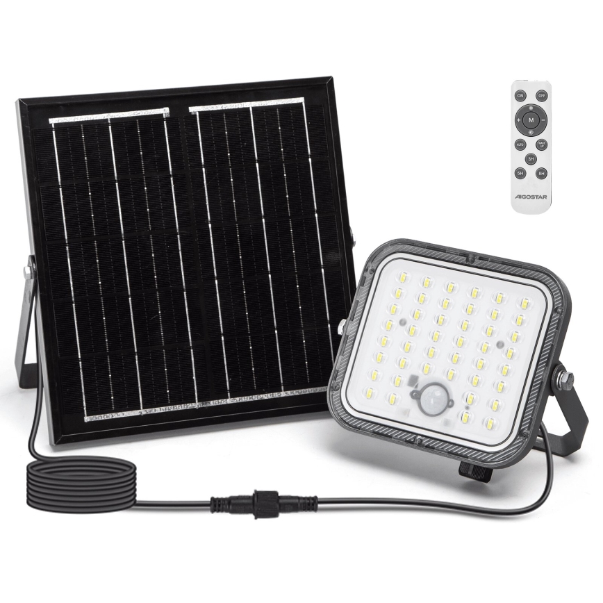 Aigostar - LED соларен прожектор с възможност за димиране и сензор LED/80W/3,4V 6500K IP66 4000 mAh + дистанционно управление