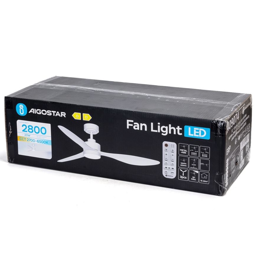 Aigostar - LED Димируем таванен вентилатор LED/20W/230V 2700-6500K 132 см бял + дистанционно управление