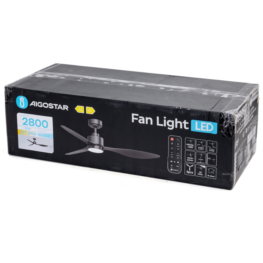 Aigostar - LED Димируем таванен вентилатор LED/20W/230V 2700-6500K 132 см черен + дистанционно управление